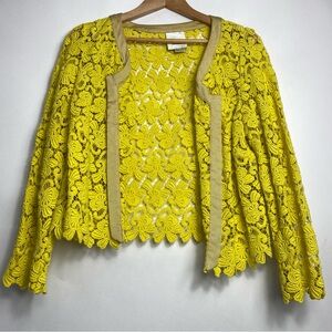 Anthropologie Elevenses Yellow Lace Jacket – Size M